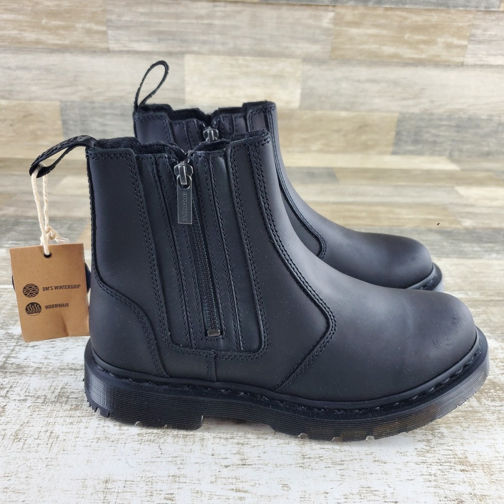 Dr. Martens 2976 Alyson Zips Womens Chelsea Shoes Sz 9 Leather Faux-Fur Snowplow